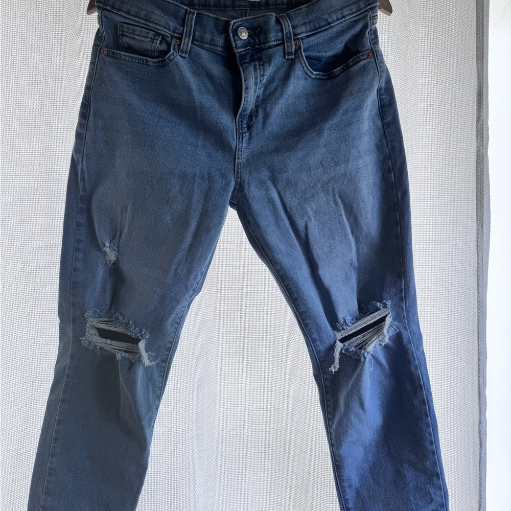 Denizen from Levi's Blue Distressed Ankle Jeans